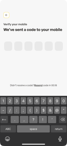 Screenshot of one time password verification in iDlvr app