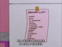 Mr Burns reading a fake shopping list