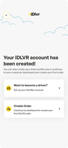 Screenshot to set-up your iDlvrer account